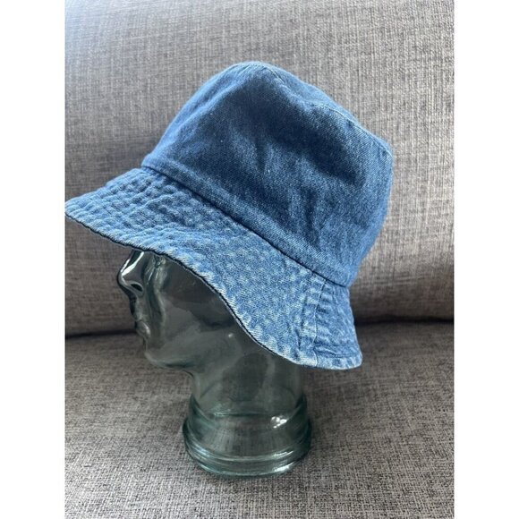 Vintage Faded Glory Y2K Bucket Hat Blue Denim Casual Grunge Streetwear Indie - Picture 1 of 6